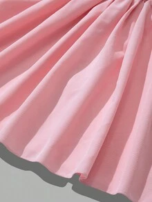 SHEIN Unity Của phụ nữ Xếp li Xù Hoa Sen Đầm - Hồng - Xem 4