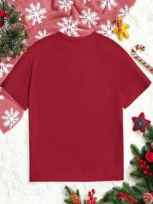 SHEIN EZwear 女士大尺碼聖誕印花t恤