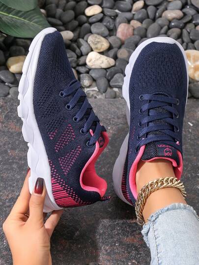 AOSEIN 2025年秋季女士运动鞋，纺织鞋面，系带，低帮，防滑，耐用，适合公路跑步