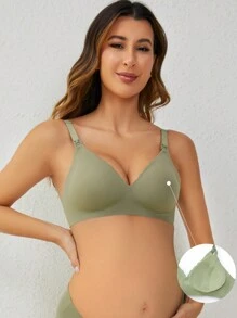 Moonlight&Mama Maternity Seamless Solid Color Bra For Mother - Green - View 5