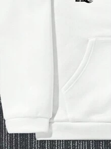 Manfinity Hypemode 宽松男士个性化印花拉链连帽衫 - 白色 - 查看 5