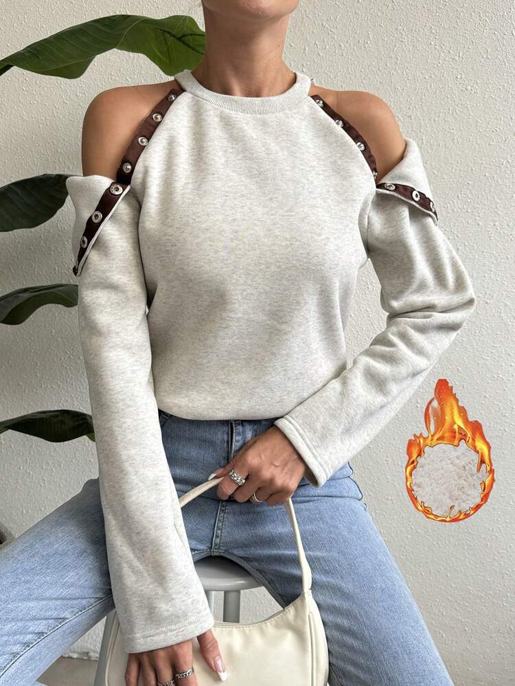 Women's Open Shoulder Thermal Lined T-Shirt