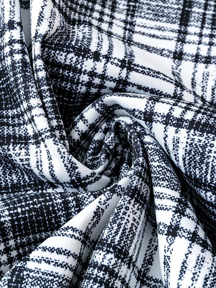 Plus Plaid Print Lapel Neck Coat Fall Cloth For Women