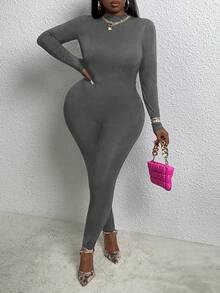 Slaydiva Của phụ nữ Kích thước lớn Áo liền quần - Xám - Xem 4