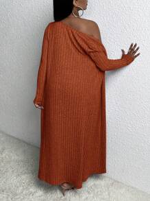 Slaydiva Bộ đồ liền thân hai mảnh vải thô chải kỹ hở phía trước đơn giản và bó sát Casual Home cho nữ mùa xuân và hè - Gỗ đỏ - Xem 2