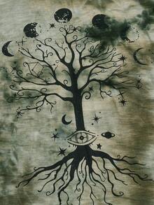 ROMWE Hippie 女士水染連帽t恤 - 軍綠色 - 查看 3