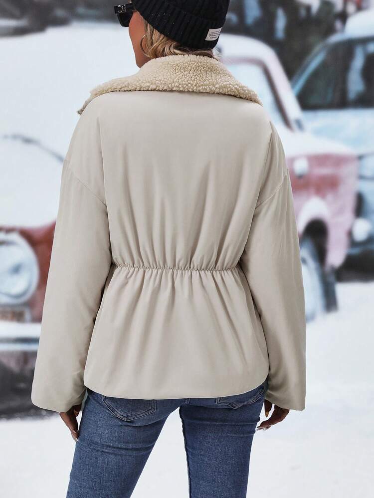 Women'S Hooded Waist Drawstring Padded Padded Coat Clothes Winter Fall Cloth For Women