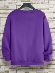 Sudadera Morada Con Letras Impresa Para Hombre - Morado - Ver 2