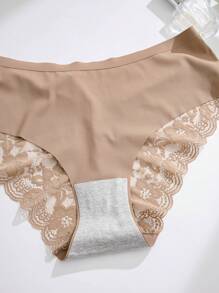 Plus Size Contrast Lace Underwear, Pack Of 3 Lingerie - Multicolor - View 5