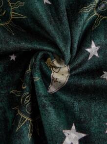 ROMWE Hippie Hình in mặt trời & mặt trăng Trang trí ren Cami ngọn - Màu xanh lá cây đậm - Xem 4