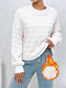 SHEIN Essnce Plysch Varm Nedhasade aclar T-shirts - Vitt - Visa 1