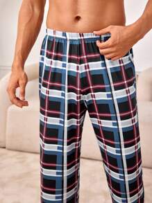 男士彈性腰帶格紋休閒褲 - 彩色 - 查看 4