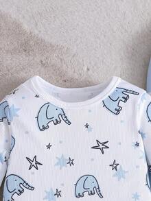 Baby Boy 3sets Cartoon Graphic Tee & Pants Snug Fit PJ Set - Multicolor - View 3