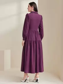 Modelyn Rochie de damă cu mâneci bufante, cu nasturi în față