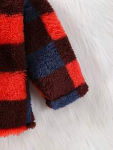 嬰兒男童厚絨保暖格紋外套 - 彩色 - 查看 7