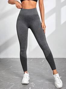 Yoga High Street Đồ họa Chữ cái Thắt lưng băng rộng Quần Xà cạp thể thao - Xám - Xem 5