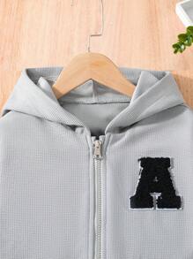 SHEIN Explorewe Conjunto De Ropa Juvenil De Moda Para Niñas, 3 Piezas Con Estampado De Letras Y Parches - Gris - Ver 4