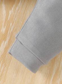 SHEIN 新生男宝宝字母印花连体衣+裤子+帽子套装 - 藍色 - 查看 7