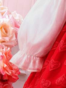SHEIN Abito Casual Stampa Cuore Rosso, Confortevole E Caldo Per Ragazze Piccole Per L'autunno/inverno