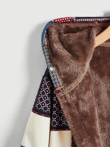SHEIN LUNE Chaqueta Con Capucha De Forro Polar Con Estampado Empalmado Para Mujer - Multicolor - Ver 4