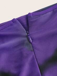 Flirla Tie Dye Plus Size Sleeveless Dress - Purple - View 4