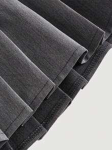 SHEIN MOD 純色百褶裙 - 灰色 - 查看 4