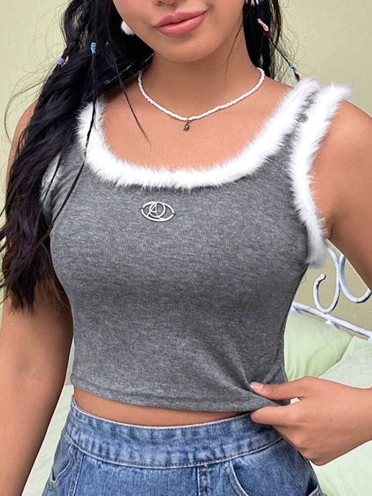 Women's Plush Fluffy Camisole Cami Top