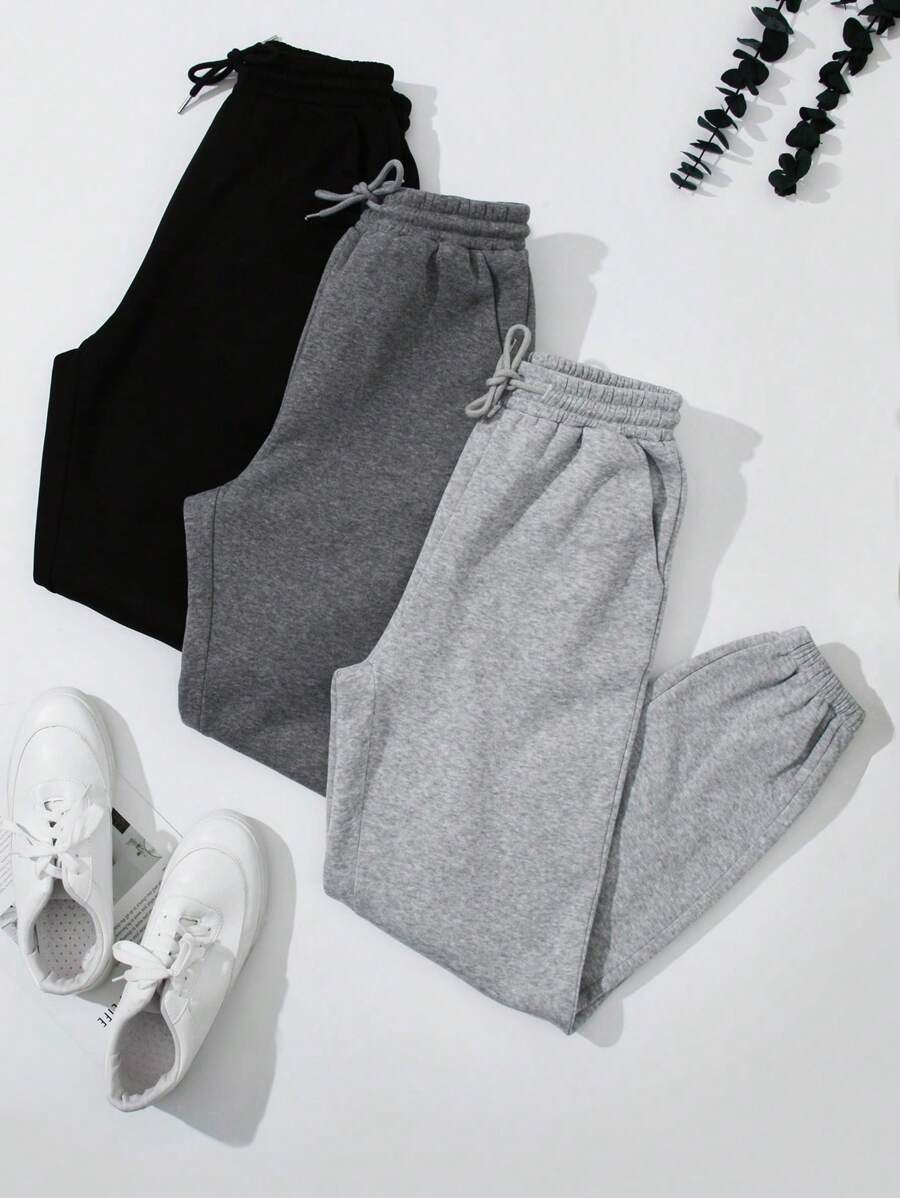 SHEIN LUNE Women's Casual Sweatpants With Drawstring Waist And Cuffed Hem, Gym , Graduation Back To School Fall Clothes - Multicolor - View 1