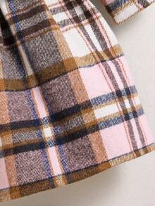 SHEIN 小的女孩們格紋荷葉邊洋裝附腰帶 - 彩色 - 查看 3