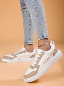 Women Two Tone Lace-up Color block Lightweight Breathable Comfortable Front Sneakers,Sporty Skate Shoes For Women - Multicolor - View 4