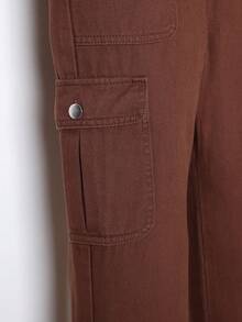 带补丁的 Tween 女孩牛仔连体裤 - 咖啡棕 - 查看 3