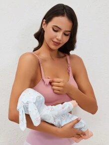 SHEIN 母親孕婦前開口餵奶胸罩，帶貝殼邊緣 - 藕粉色 - 查看 4