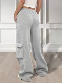 Flirla Women's Drawstring Sweatpants Wide Leg Sweatpantswide Leg Joggerswide Leg Yoga Pants Graduation,Back To School Outfits,Graduation,Teacher Outfits For Women,Back To School - Grey - View 2