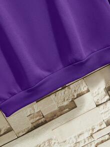 Sudadera Morada Con Letras Impresa Para Hombre - Morado - Ver 4