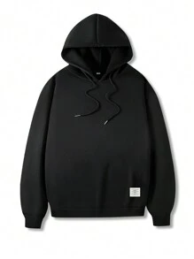 Manfinity Homme Nam Thả vai áo có mũ Lông cừu Áo nỉ - màu đen - Xem 3