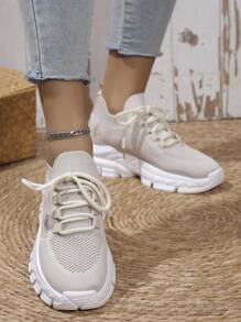 全新透气轻便公路跑鞋 - 米色 - 查看 3