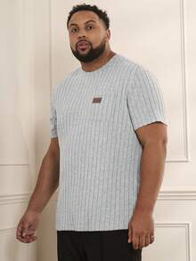 GENTILAND Men's Plus Size Knitted Casual Short Sleeve T-shirt - Grey - View 6