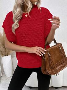 SHEIN LUNE Casual Women's Sweater Vest - Red - View 4