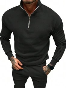 Manfinity Sport Corelite Men's Half-zip Sweatshirt With Zipper - Black - View 4