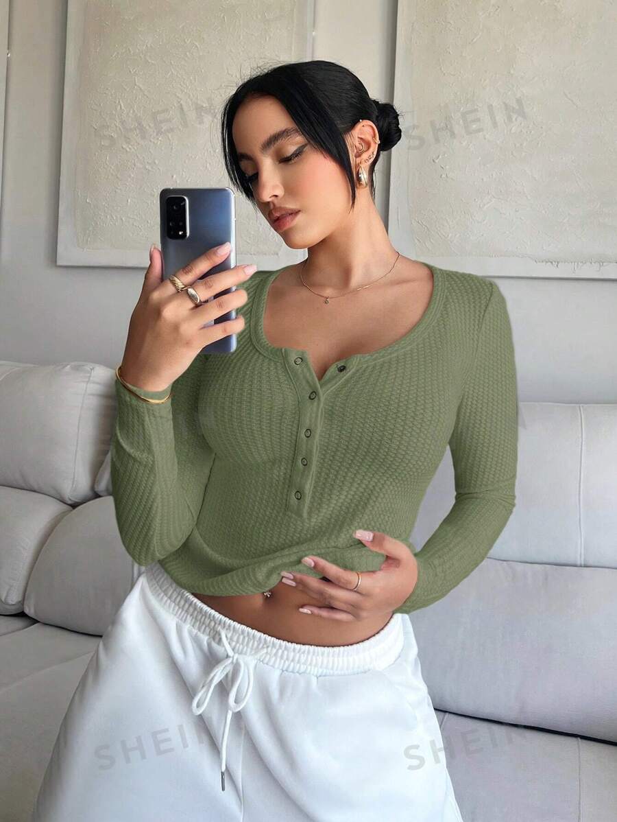 SHEIN SXY Camiseta Sólida De Color Para Mujer