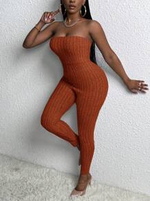 Slaydiva Bộ đồ liền thân hai mảnh vải thô chải kỹ hở phía trước đơn giản và bó sát Casual Home cho nữ mùa xuân và hè - Gỗ đỏ - Xem 3