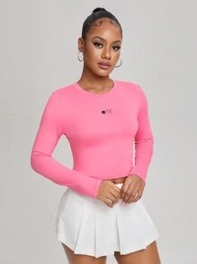 Abbicreates Studio Letter Graphic Crop Tee - Watermelon Pink - View 3