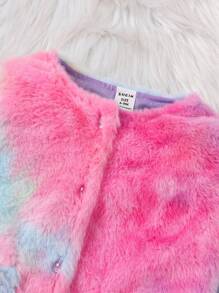 Baby Girls' Tie-dyed Jacket With Double Pockets And Buttoned Front - Pink - View 6
