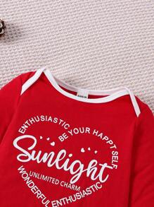 Đứa bé trai Đồ họa Chữ cái Viền tương phản Áo liền quần & Mũ - Nhiều màu - Xem 5