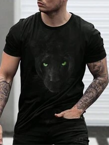 Manfinity Men Plus Animal Print Tee - Black - View 1