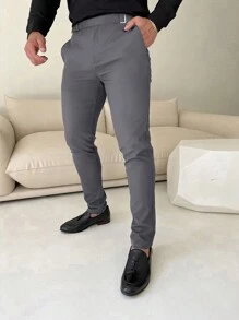 Manfinity Mode Nam Chất rắn Thon gọn Quần - Xám - Xem 7