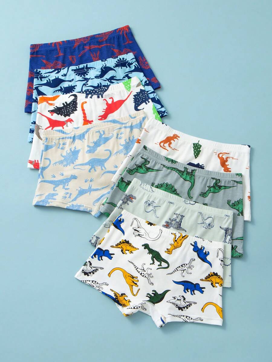 男童恐龙印花八件套平角内裤 - 彩色 - 查看 1