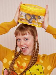 TOM & JERRY X SHEIN Yellow Transparent Cosmetic Bag - Yellow - View 10