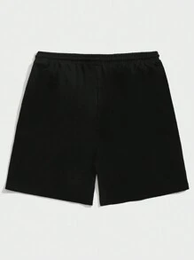 男式籃球印花束口短褲 - 黑色 - 查看 2