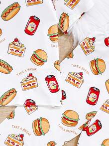 SHEIN Toddler Girls' Casual Street-style Knitted Short Sleeve T-shirt And Leggings Set